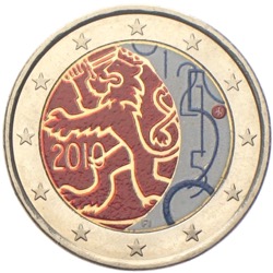 2 Euro Farbmünze Finnland 2010 koloriert