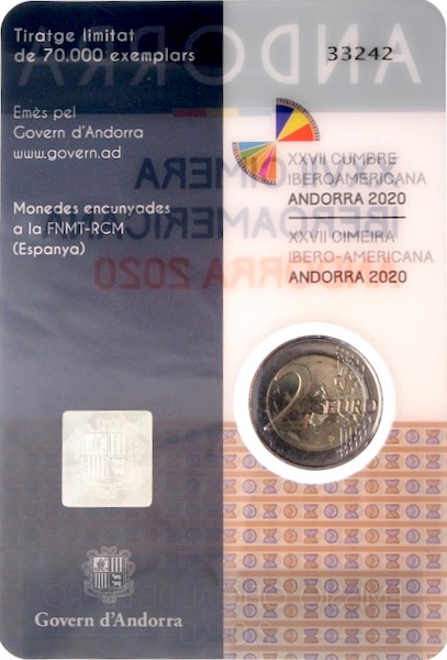 Andorra Coincard 2 Euro 2020 XXVII Cimera Iboamerica