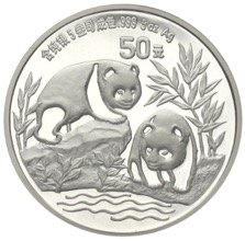 China Panda 50 Yuan 1991 5 Unzen Silber