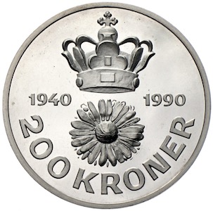 200 Kronen 1990  50. Geburtstag von Königin Margrethe II.