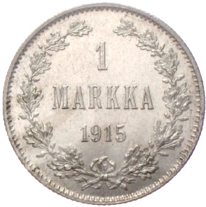 Finnland Suomi 1 Markka 1915 Silber