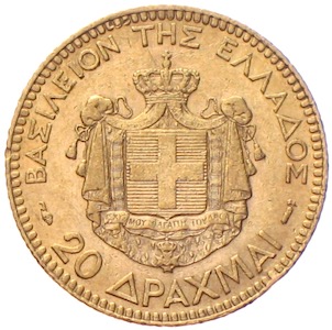 Griechenland 20 Drachmen Gold 1884 Georg I.