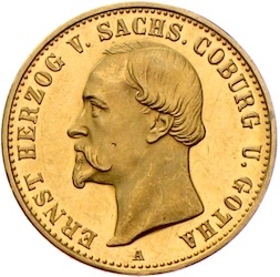 20 Mark Ernst Herzog von Sachsen Coburg und Gotha 1886 Kaiserreich Goldmünze