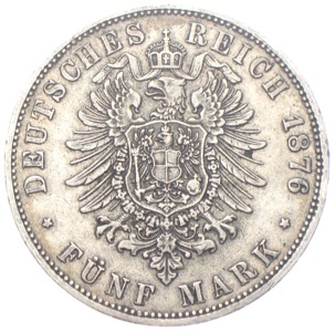 5 Mark Preussen Wilhelm 1876