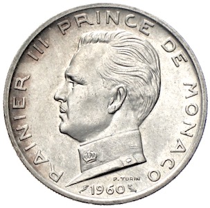 Monaco 5 Francs Rainier 1960