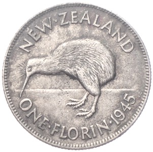 Neuseeland Florin Münzen Kiwi 1945 Georg IV.