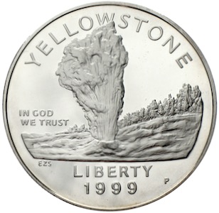 USA Silberdollar Yellowstone Park 1999